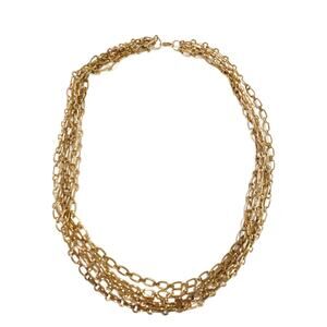 Vintage Gold Tone Multi Chain Necklace: Six Strands, 24" Long